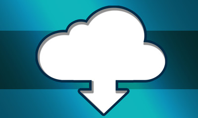 Cloud system technology concept with downloading arrow