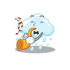 Talented musician of cloudy rainy cartoon design playing a trumpet