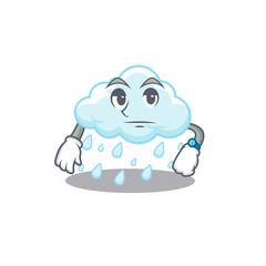Mascot design of cloudy rainy showing waiting gesture
