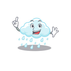 Cloudy rainy mascot character design with one finger gesture