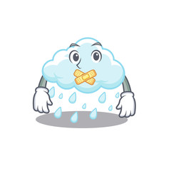 Cloudy rainy cartoon character style with mysterious silent gesture