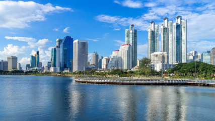 Bangkok city - Cityscape downtown  Business district urban area  ,reflection landscape Bangkok Thailand