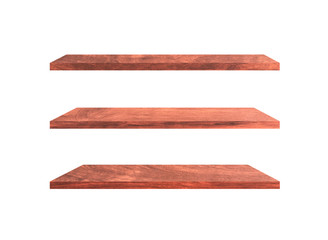 Group of old wood shelves isolated on white background with copy space and clipping path for work. Used for display or montage your products, top view