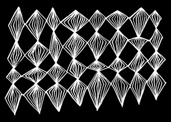 Geometric ornament of garland of rhombuses. Black and white vector illustration. Can be used in social networks, for articles, publications, postcards, print, poster, sticker, on a T-shirt.