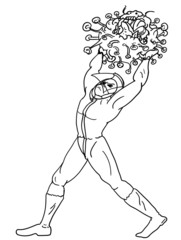 Covid-19 doctor superheroes are fighting corona virus pandemic monster to protect a patient.Doctor in PPE suit fighting with COVID monster.