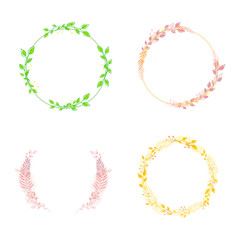 set of floral frame hand drawn on white background.