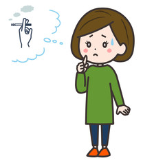 タバコを我慢する女性　ポーズ　イラスト