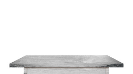 Top view of wooden table isolated on white background with clipping path