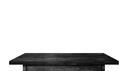 Top view of wooden table isolated on white background with clipping path