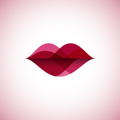 Logo de lèvres de couleur linéaire abstrait. Illustration vectorielle de vague son discours