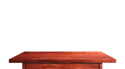 Empty rustic wood table isolated on white background with copy space for product. clipping path