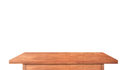 Dark wooden table top isolated on white background for your product design. Clipping path