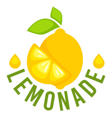 Lemonade label with whole lemon and slice vector
