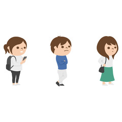 間隔を空けて行列に並ぶ人たちのイラスト。