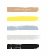 Colorful art brush paint texture stripes set isolated vector background. Grunge colorful strokes set.