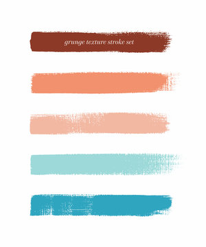 Colorful vintage art brush paint texture stripes set isolated vector background. Watercolor beautiful strokes set.
