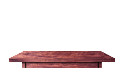 Wood tabletop isolated on white background. Copy space used for display or montage your products design with clipping path for work