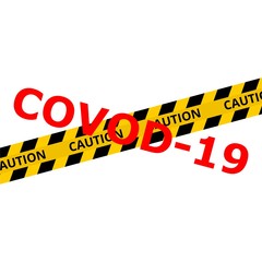 COVID-19 warning sign isolated on white background
