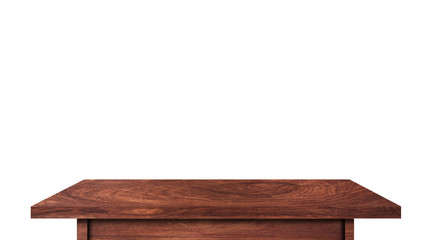 vintage wooden tabletop isolated on white background with clipping path for work. used for display or montage your products design