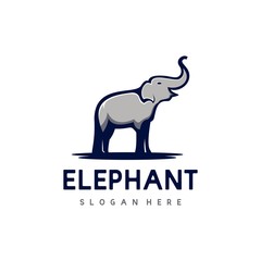 Elephant logo design vector template. Elephants are smiling or happy