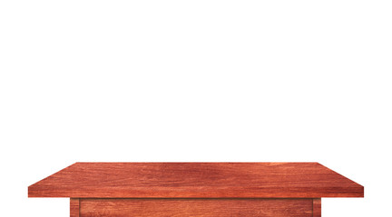 vintage wooden tabletop isolated on white background with clipping path for work. used for display or montage your products design