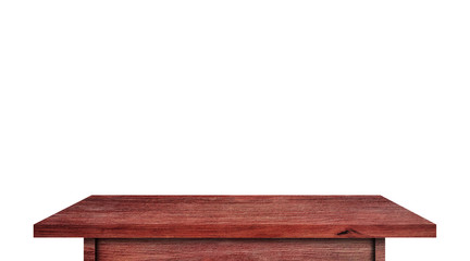vintage wooden tabletop isolated on white background with clipping path for work. used for display or montage your products design