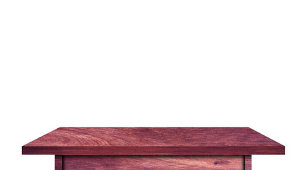 vintage wooden tabletop isolated on white background with clipping path for work. used for display or montage your products design