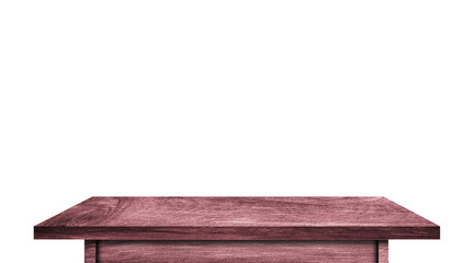 vintage wooden tabletop isolated on white background with clipping path for work. used for display or montage your products design