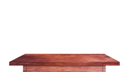 vintage wooden tabletop isolated on white background with clipping path for work. used for display or montage your products design