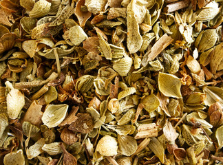 Dried oregano leaves. Macro photography 