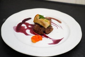 Beef fillet with roasted porcini mushrooms