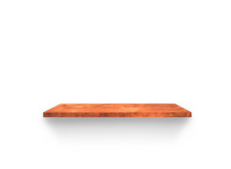 Rustic wood shelf isolated on white background with clipping path. Used for display or montage your products