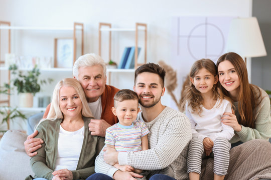 Big Family Spending Time Together At Home