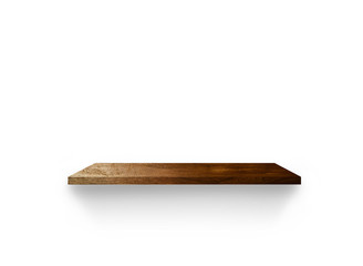 Light wooden shelves isolated on white background with clipping path for your product placement or montage