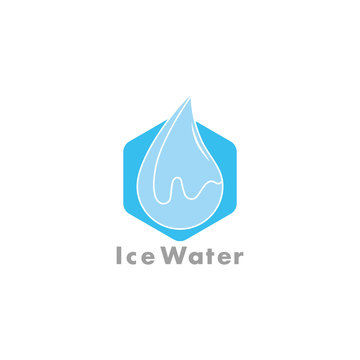 ice cube water simple geometric clear design symbol logo vector