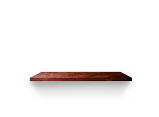Light wooden shelves isolated on white background with clipping path for your product placement or montage