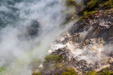 Hot springs at Waimangu geothermal park in New Zealand.