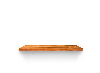 Hardwood shelves isolated on white background. copy space for design with clipping path for your product placement or montage