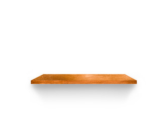 Hardwood shelves isolated on white background. copy space for design with clipping path for your product placement or montage