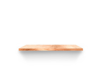 Hardwood shelves isolated on white background. copy space for design with clipping path for your product placement or montage