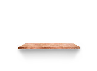 Hardwood shelves isolated on white background. copy space for design with clipping path for your product placement or montage