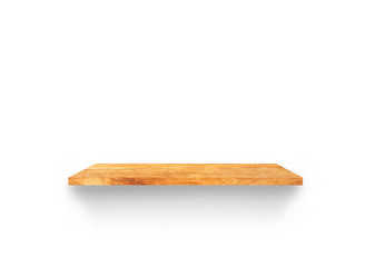 Hardwood shelves isolated on white background. copy space for design with clipping path for your product placement or montage