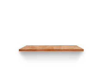 Hardwood shelves isolated on white background. copy space for design with clipping path for your product placement or montage