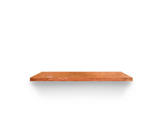 Hardwood shelves isolated on white background. copy space for design with clipping path for your product placement or montage