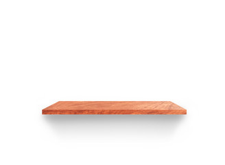 Hardwood shelves isolated on white background. copy space for design with clipping path for your product placement or montage