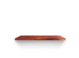 Hardwood shelves isolated on white background. copy space for design with clipping path for your product placement or montage