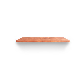 Hardwood shelves isolated on white background. copy space for design with clipping path for your product placement or montage