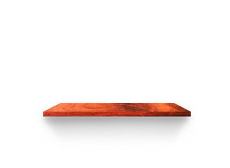 Hardwood shelves isolated on white background. copy space for design with clipping path for your product placement or montage
