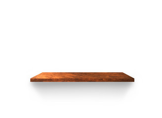 Hardwood shelves isolated on white background. copy space for design with clipping path for your product placement or montage