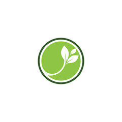 Logos of green Tree leaf ecology nature element
